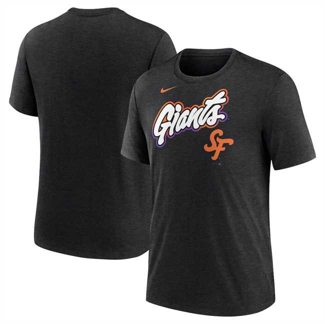 Men's San Francisco Giants Heather Black 2025 City Connect Tri-Blend T-Shirt,We sell and wholesale Men's San Francisco Giants Heather Black 2025 City Connect Tri-Blend T-Shirt on line form chian!